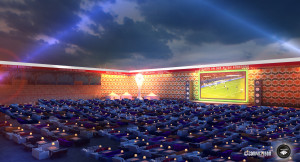 Public Viewing zur Fußball-WM 2014 Ein Wohnzimmer im Stadion des 1. FC Union